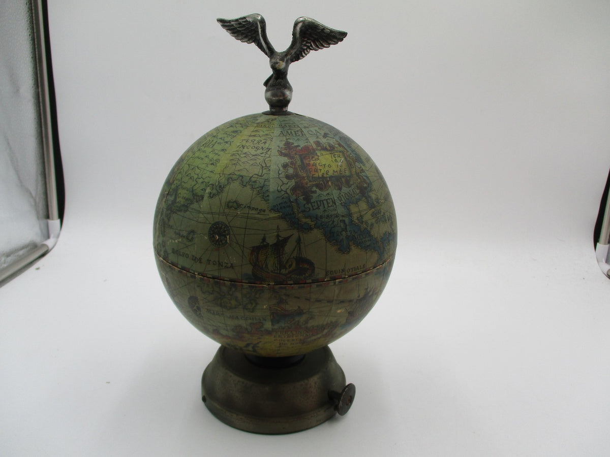 Vintage Japanese Nikka Whisky Musical Globe Bar & Amber Glass Decanter 60s1