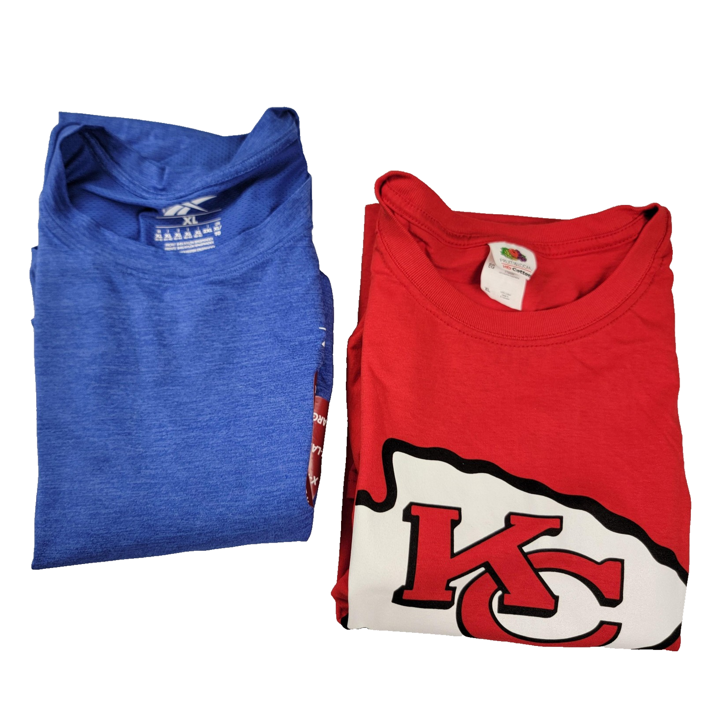 2 Pk Bundle KC Chiefs & Reebok Performance Workout Shirts Men's Sz XL
