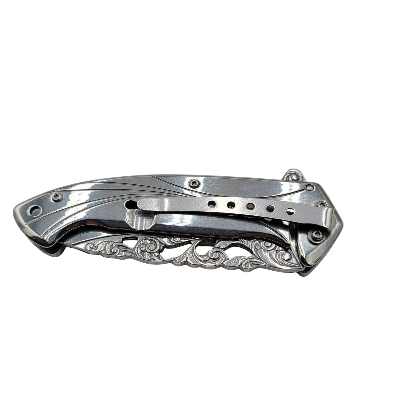 Running Wolves 4.5" Ivory Drop Point Collectible Folding Knife1