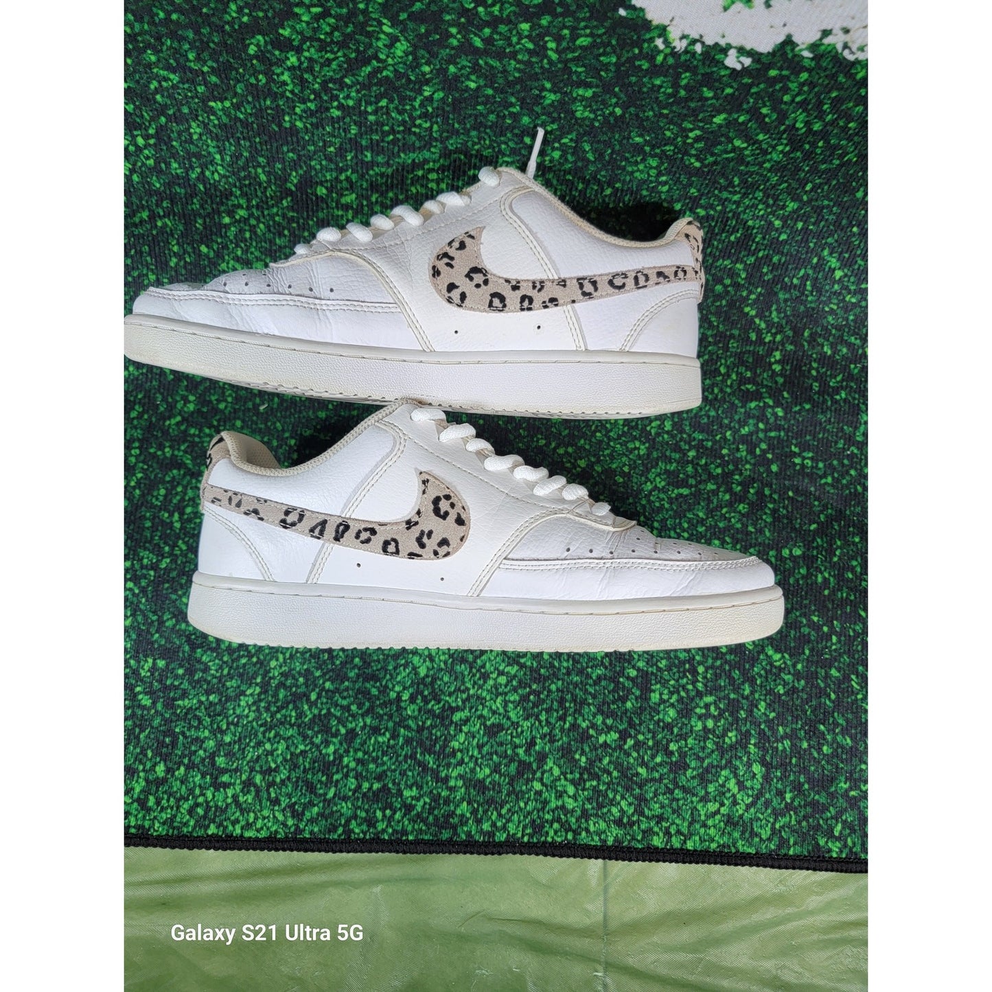 Nike Wmns Court Vision Low 'Leopard Swoosh  White' Sz 8.5 DD96651002