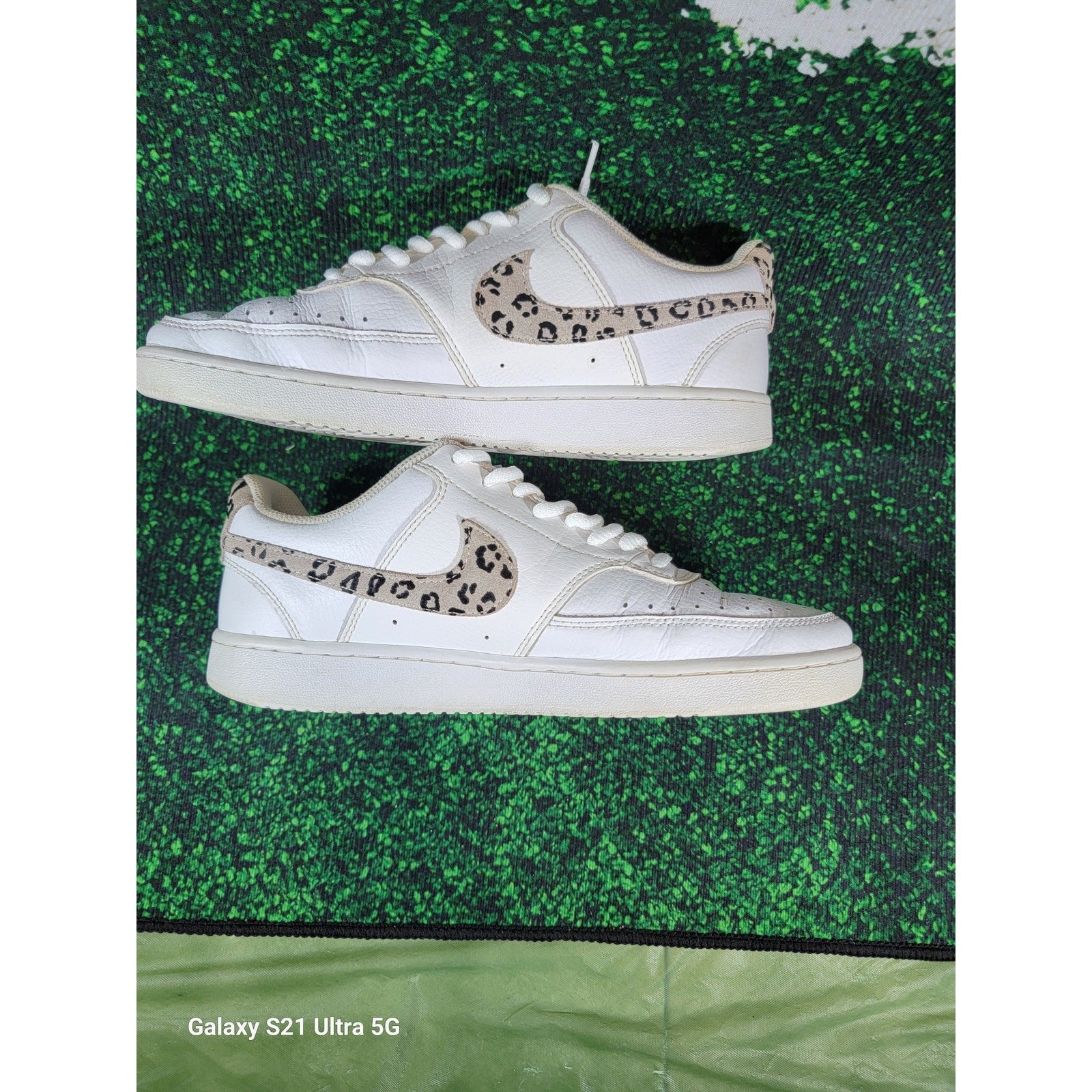 Nike Wmns Court Vision Low 'Leopard Swoosh  White' Sz 8.5 DD96651002