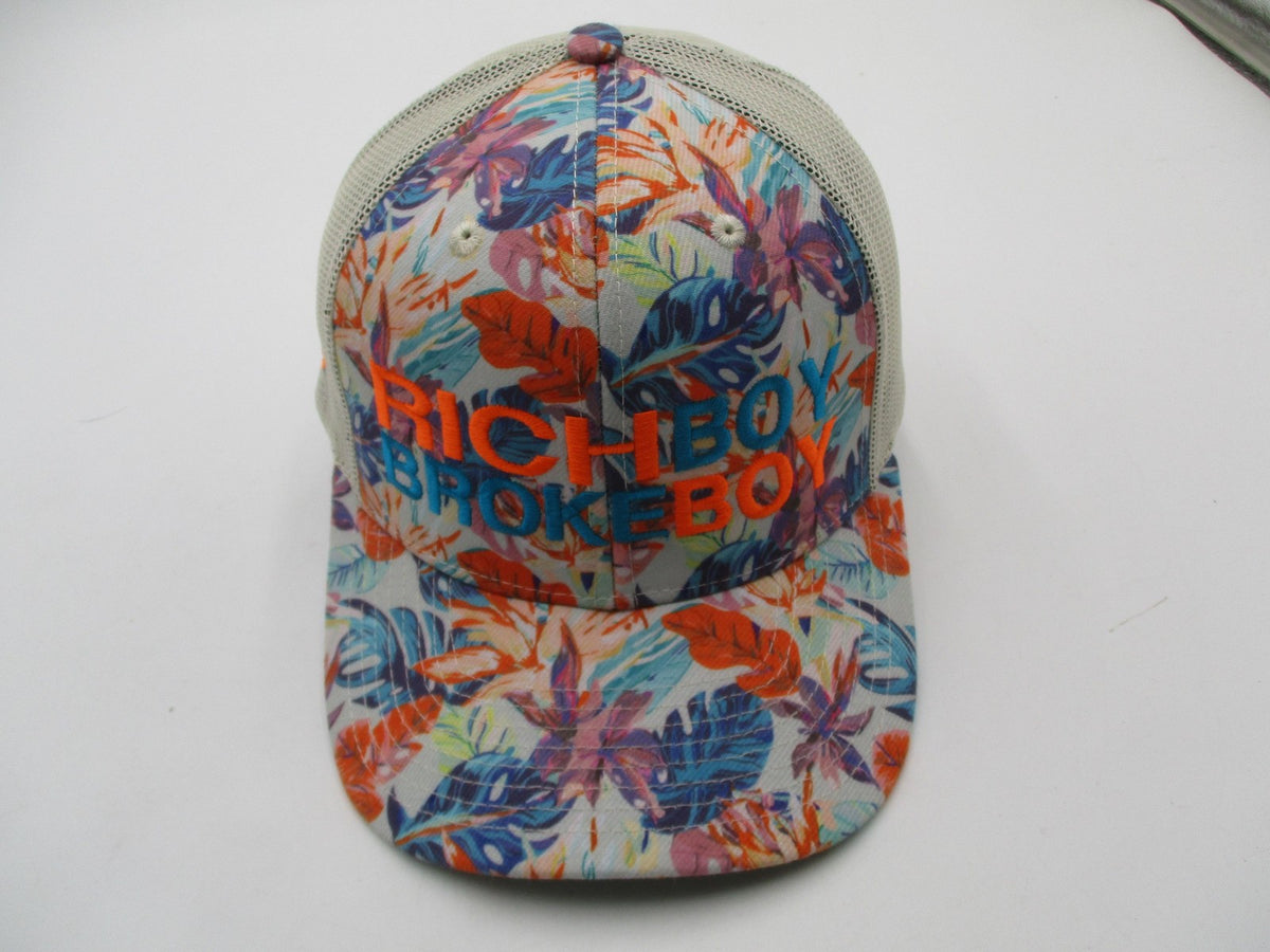 Crowns By Lids Hat Cap Snap Back Mens One Size Floral Rich Boy Broke Boy Trucker2