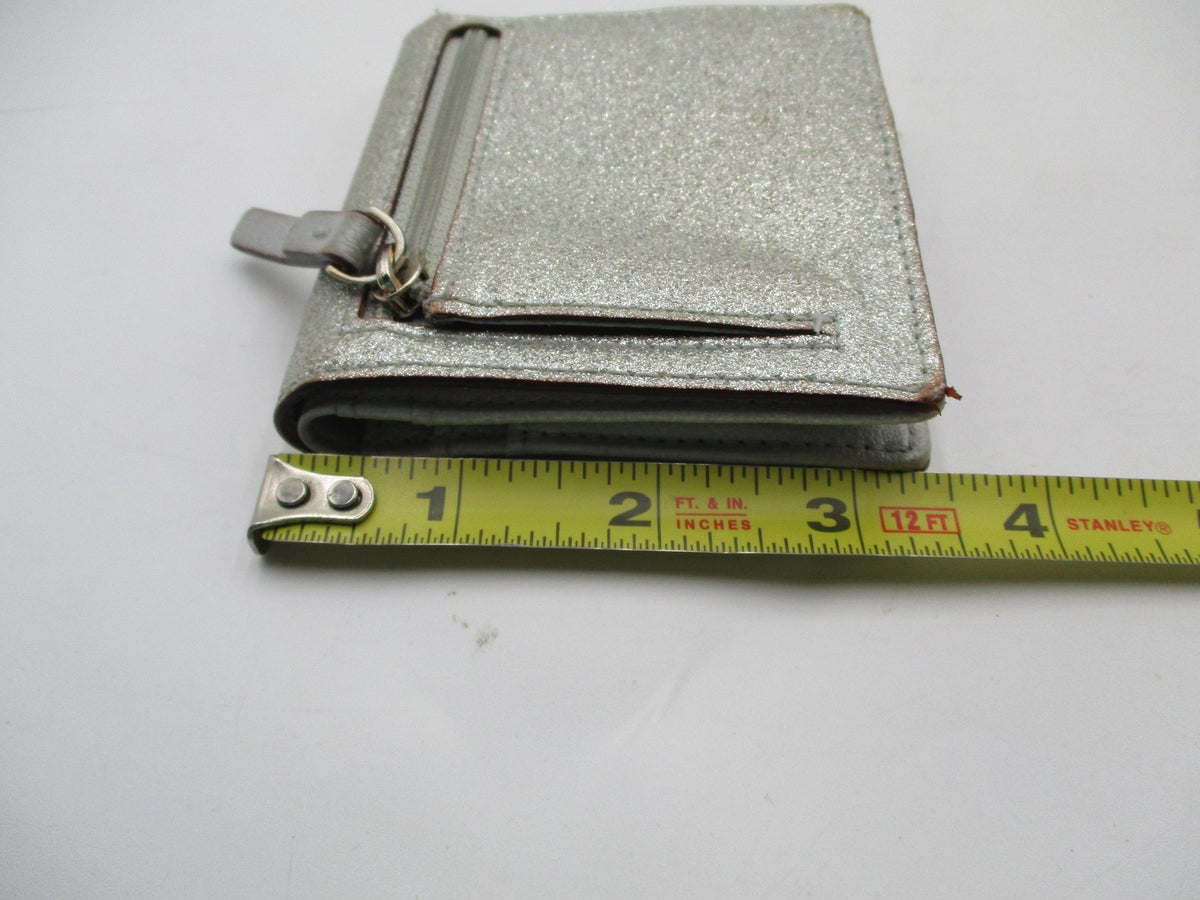 Kate Spade Wallet Women's One Size Silver Glitter Bifold Zip Coin Purse Leather10
