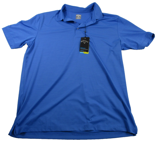 Callaway OptiDri Polo Shirt Mens Large Blue V Cooling UPF 50 Golf