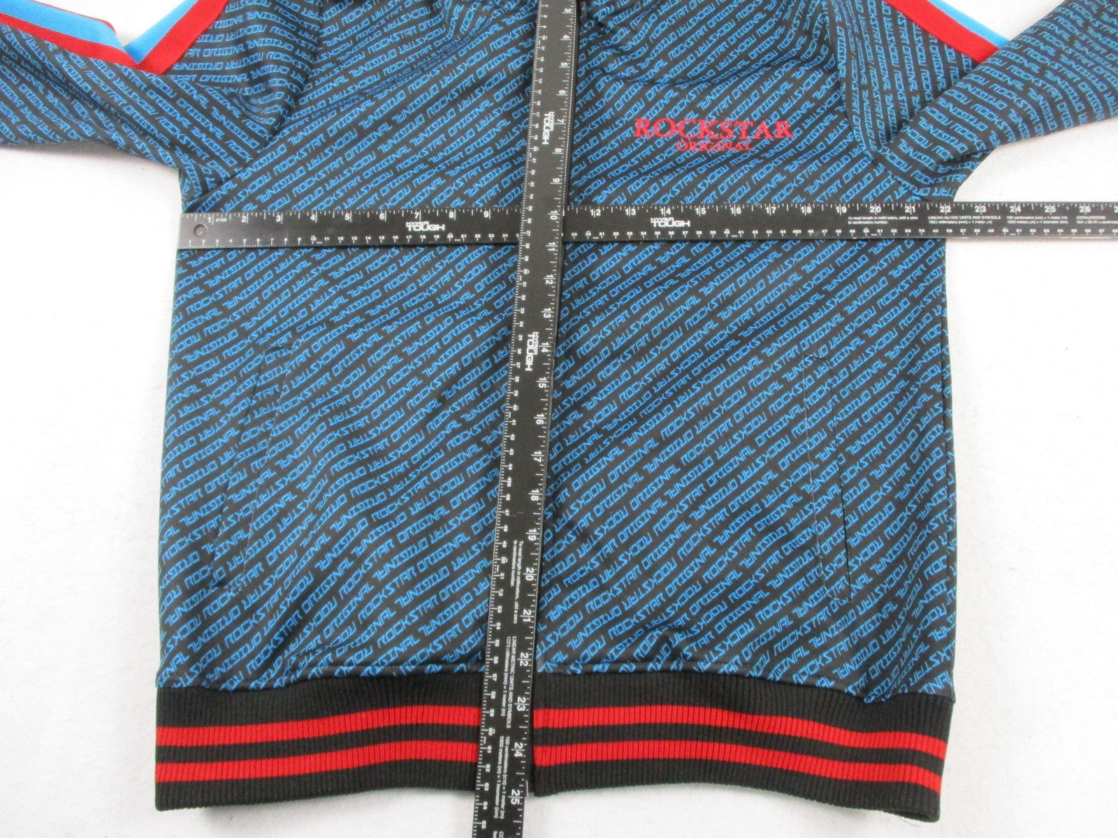 Rockstar Original Tracksuit Set Mens Large Black Blue Logo Track Sweatsuit Zip6
