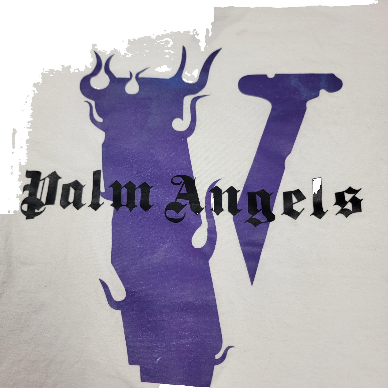 VLONE Palm Angels Shirt Unisex Med White Purple Flame V Graphic Streetwear 9822