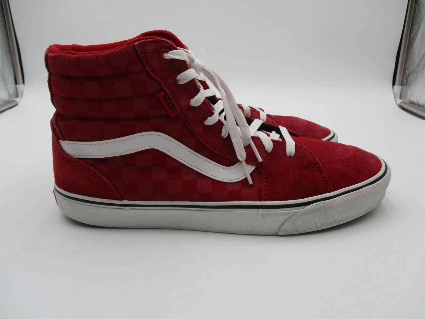 Vans Sk8-Hi Checkerboard Shoes Mens Size 11.5 Red Suede High Top Skate Sneakers6