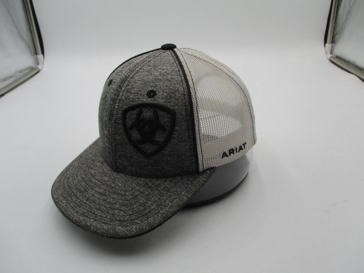Ariat Hat Cap Snap Back Mens One Size Gray White Trucker Mesh Embroidered4