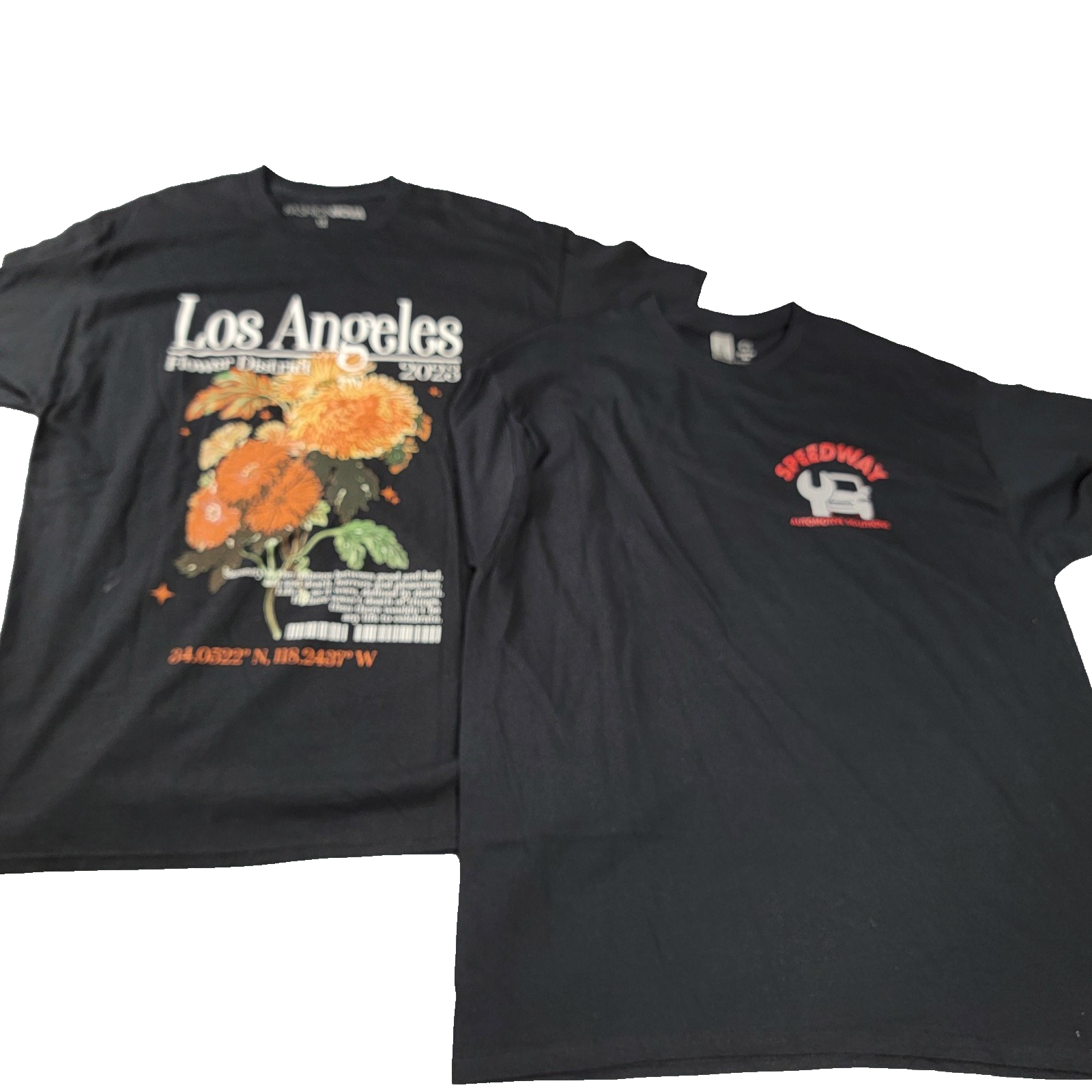 Lot 2 Graphic Shirts Women's XL Black Fashion Nova Los Angeles & Speedway