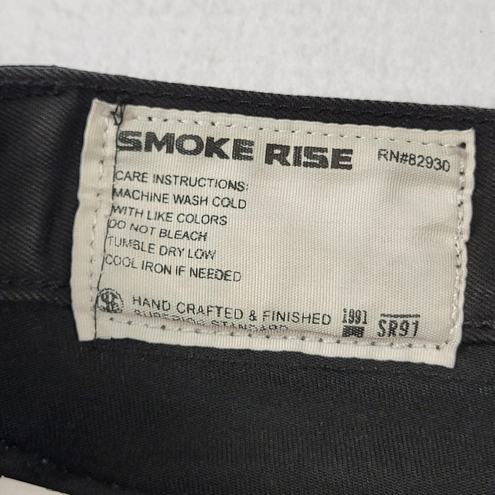Smoke Rise Jeans Mens 36x32 Black Distressed Ripped Skinny Moto Streetwear (11942