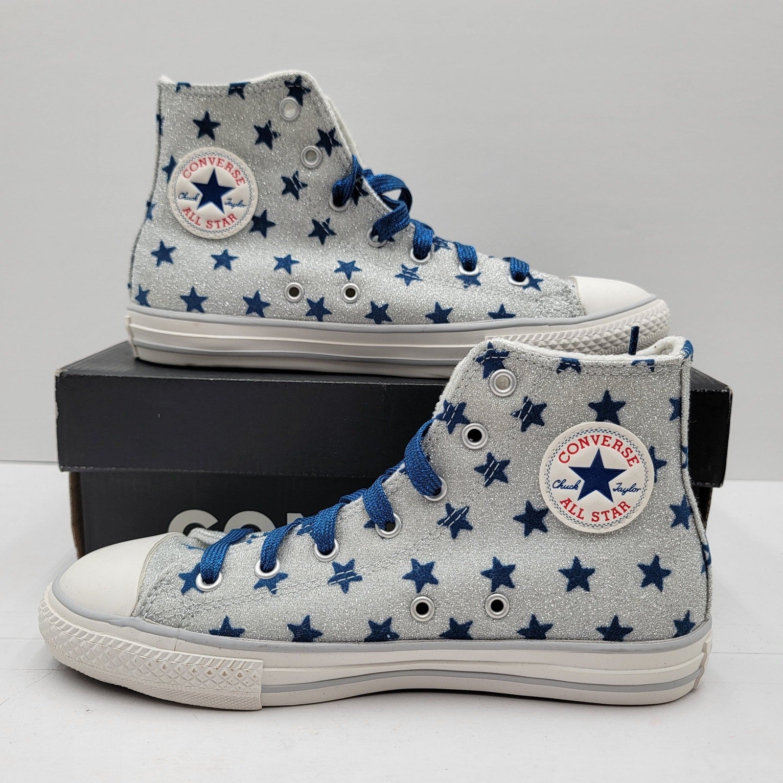 Converse CTAS High 'Glitter Blue Stars' Sz 4Y - New1