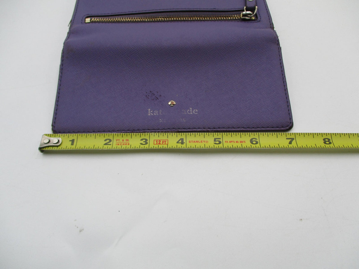 Kate Spade Wallet Womens One Size Purple Leather Zip Trifold ID Window13