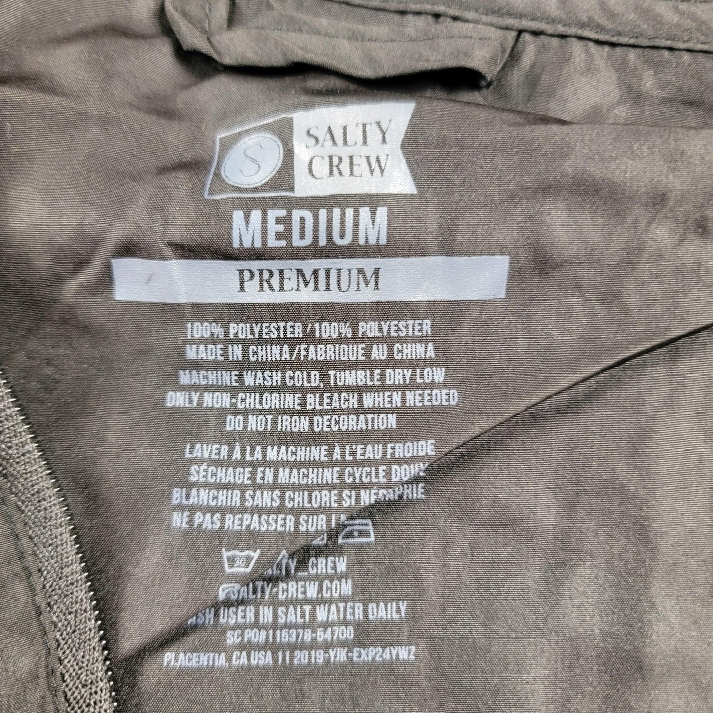 Salty Crew Jacket Mens Med Black Bait Tackle Hood Windbreaker Fishing Logo 8922