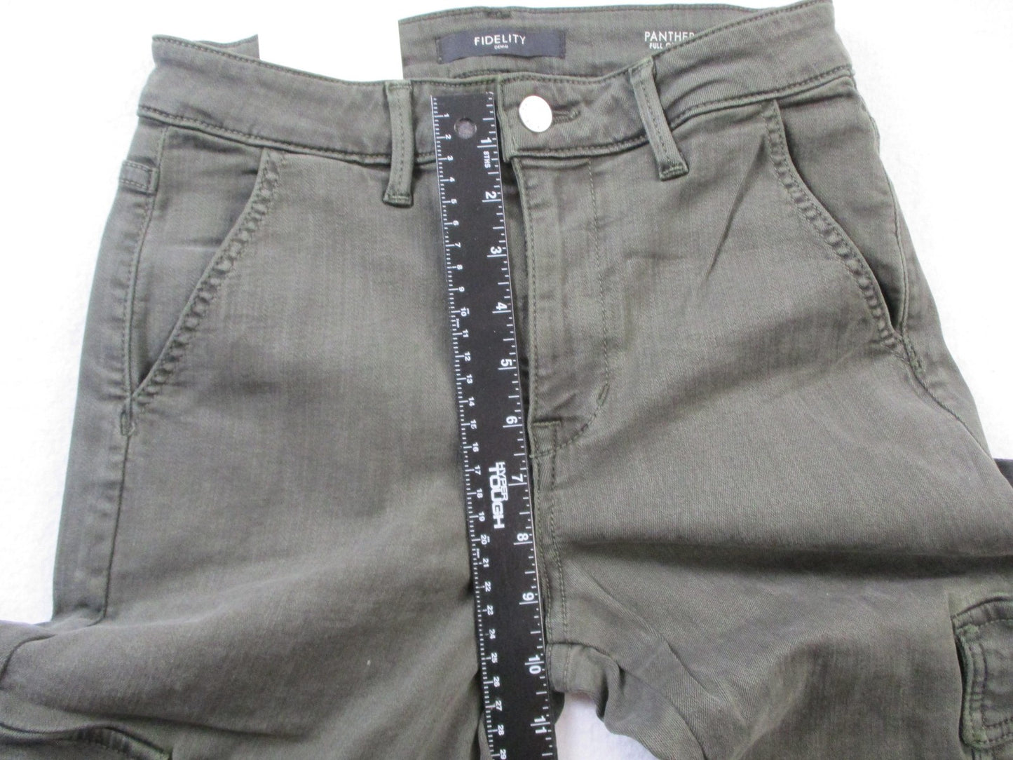 Fidelity Denim Panther Full Cargo Jeans Womens 26 Deep Sage Green Made USA 146110