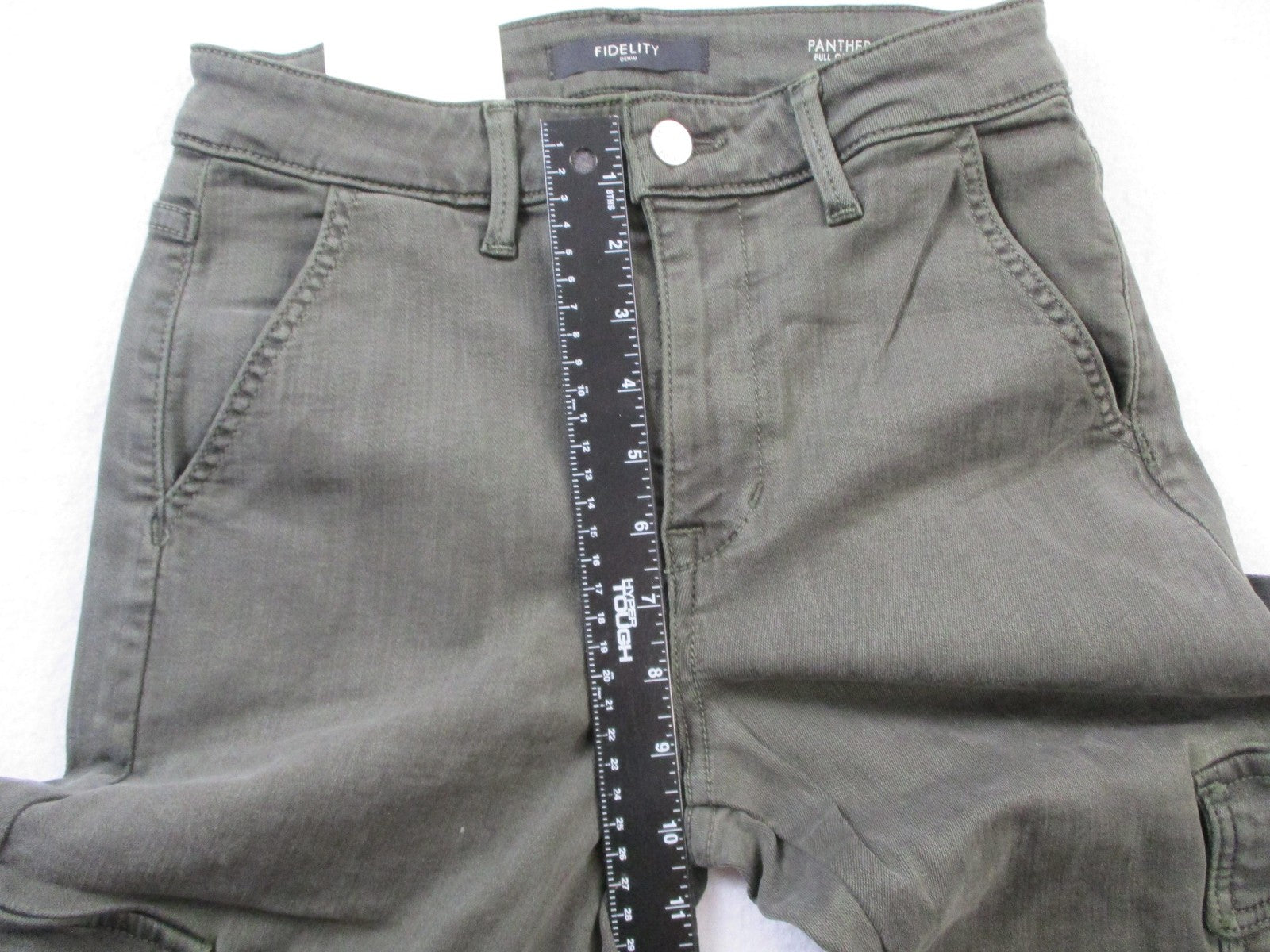 Fidelity Denim Panther Full Cargo Jeans Womens 26 Deep Sage Green Made USA 146110