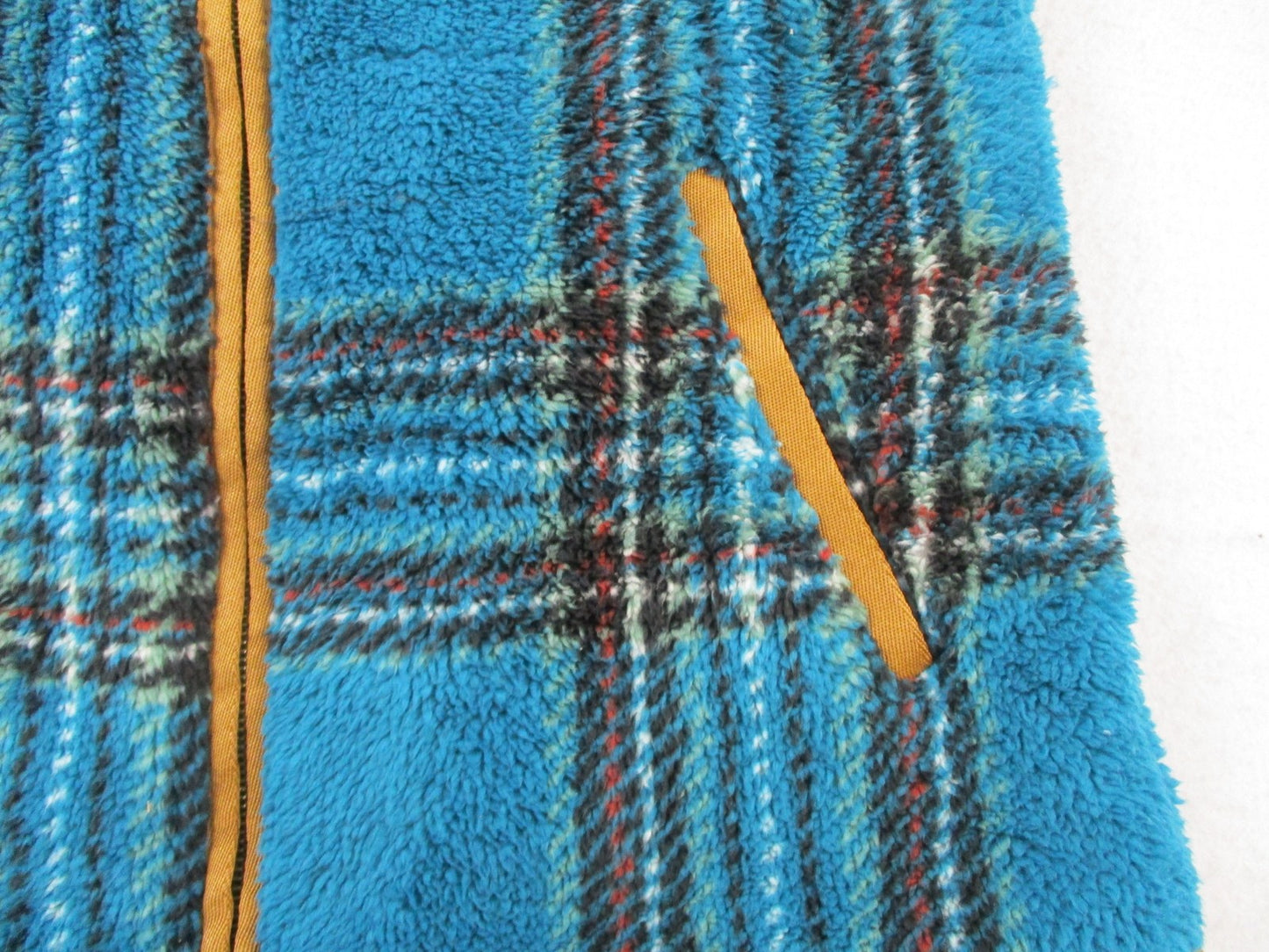 Mountain Ridge Fleece Vest Womens Small Blue Plaid Sherpa Ocean Depth 13402