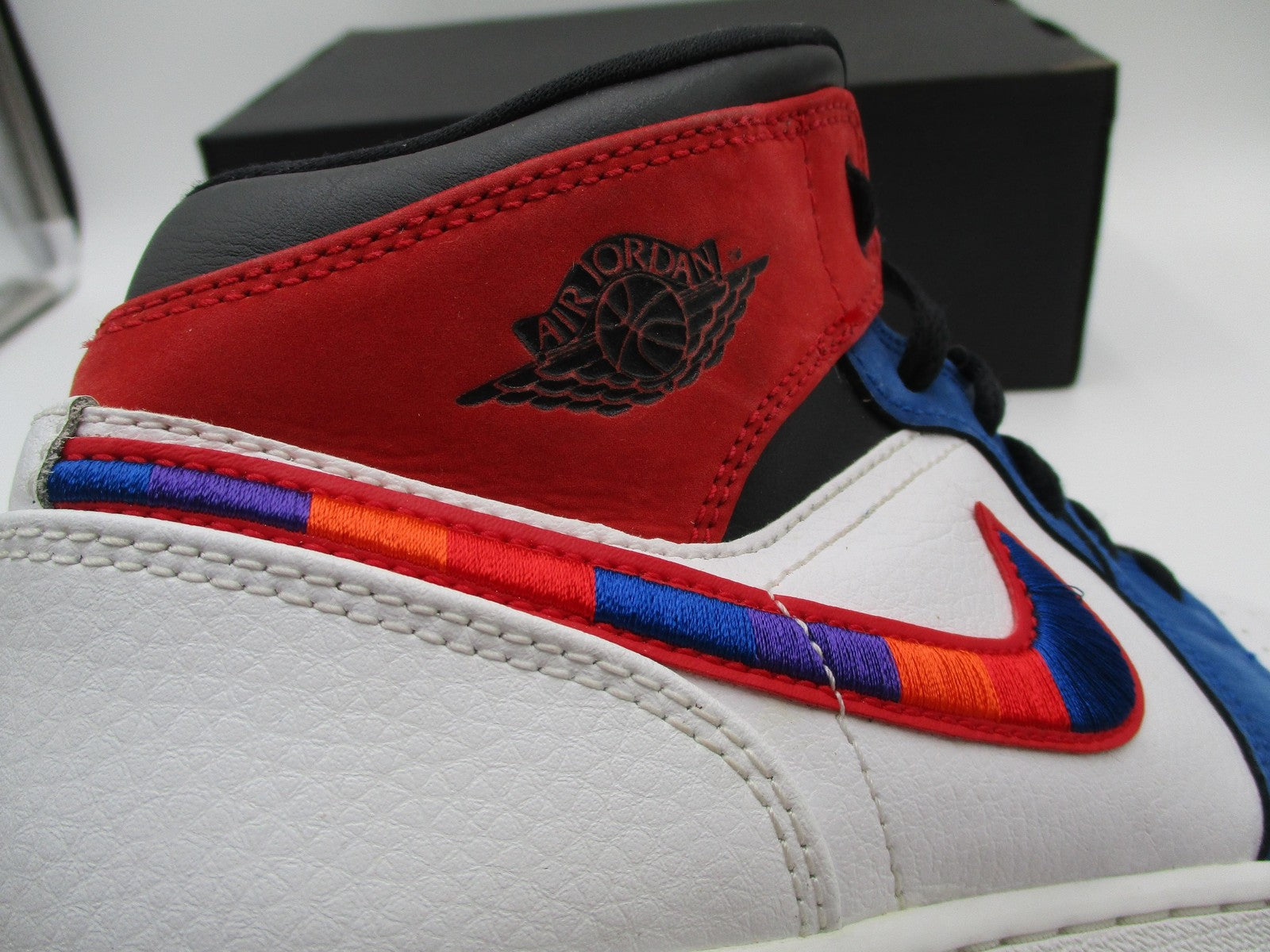 Nike Air Jordan 1 Mid SE GS Shoes Youth 6.5Y White Blue Red Basketball (1E5)11