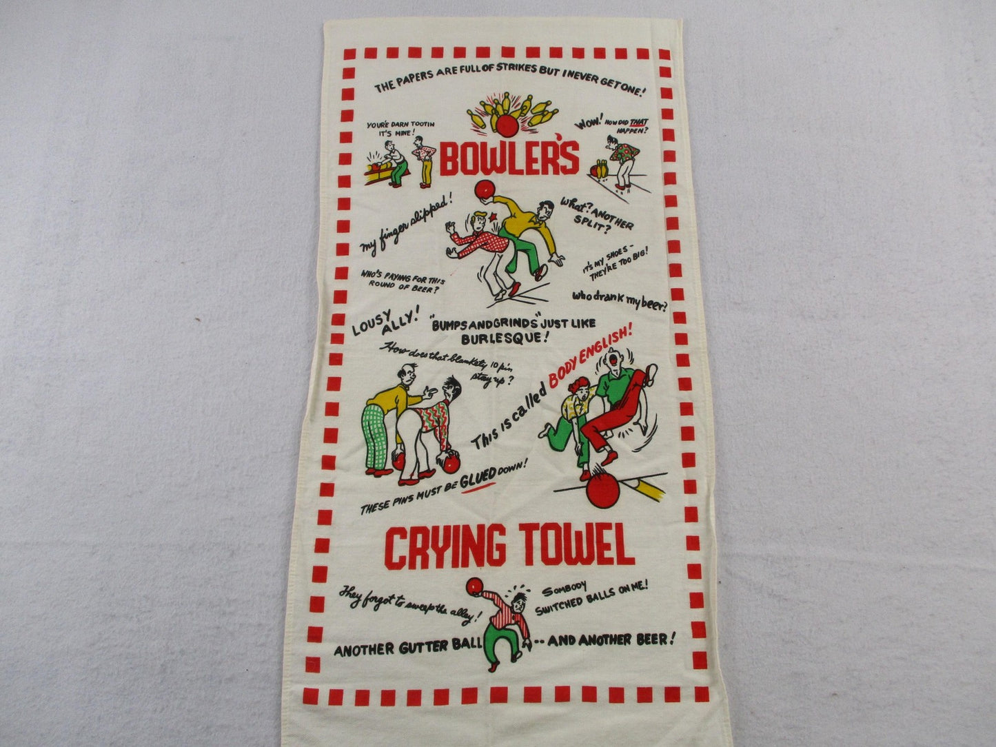 Bowler's Crying Towel Multicolor Cotton Retro Bowling Kitchen Tea Towel Humor0