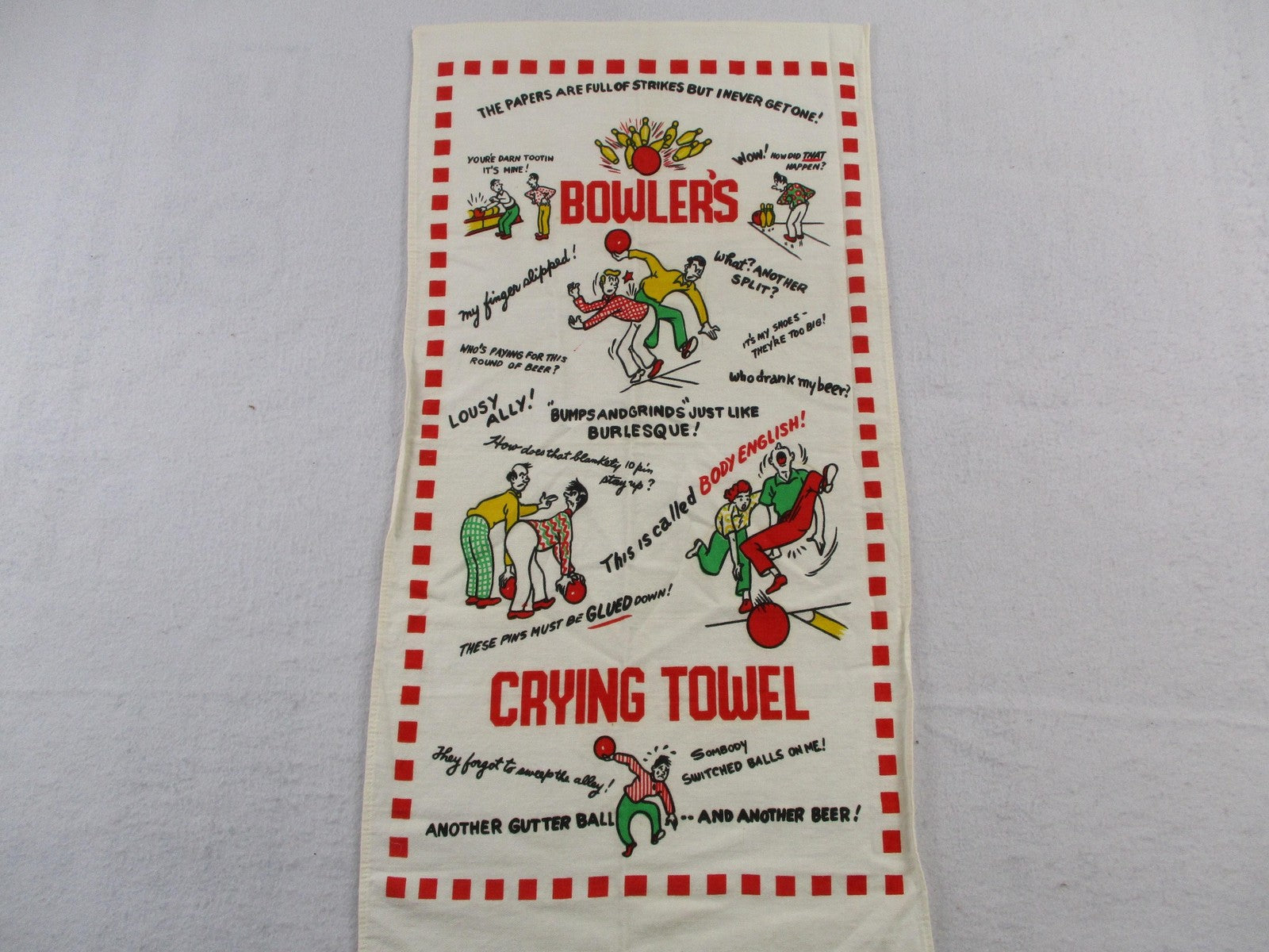 Bowler's Crying Towel Multicolor Cotton Retro Bowling Kitchen Tea Towel Humor0