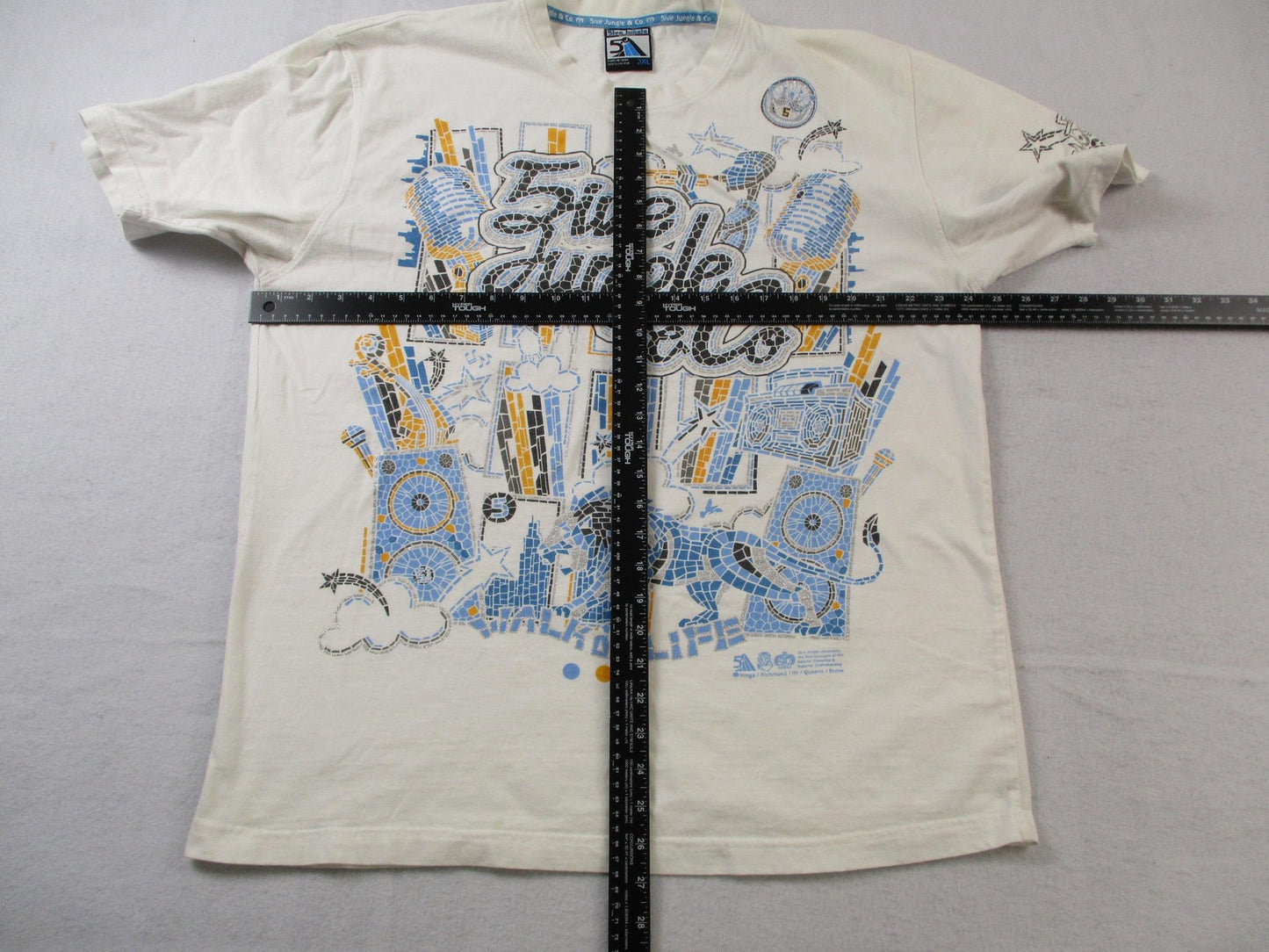5ive Jungle & Co Walk of Life Kings County Tee Men 2XL White Y2K Streetwear 15658