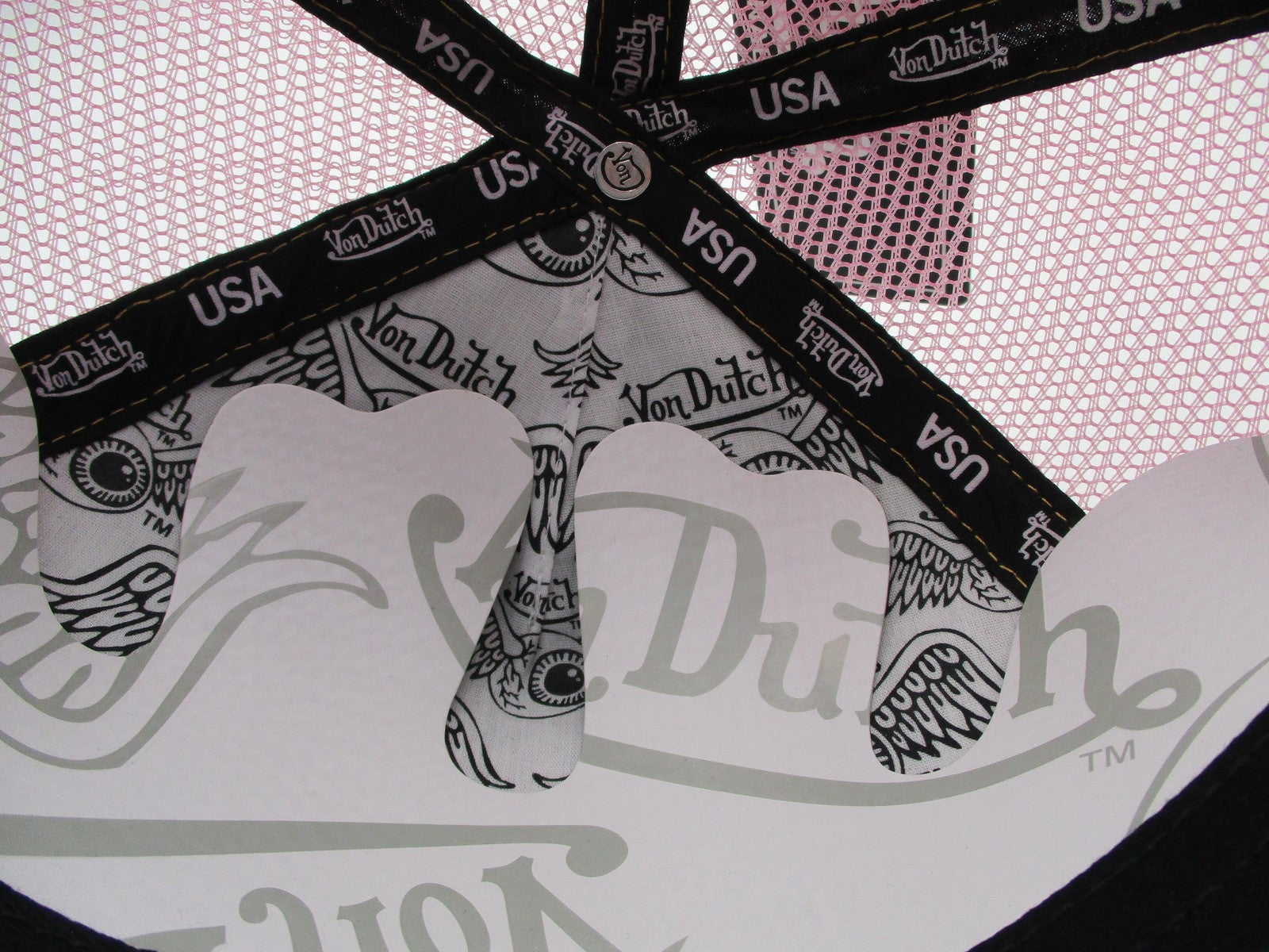Von Dutch Hat Cap Snap Back Mens One Size Black Pink Trucker Mesh Originals8