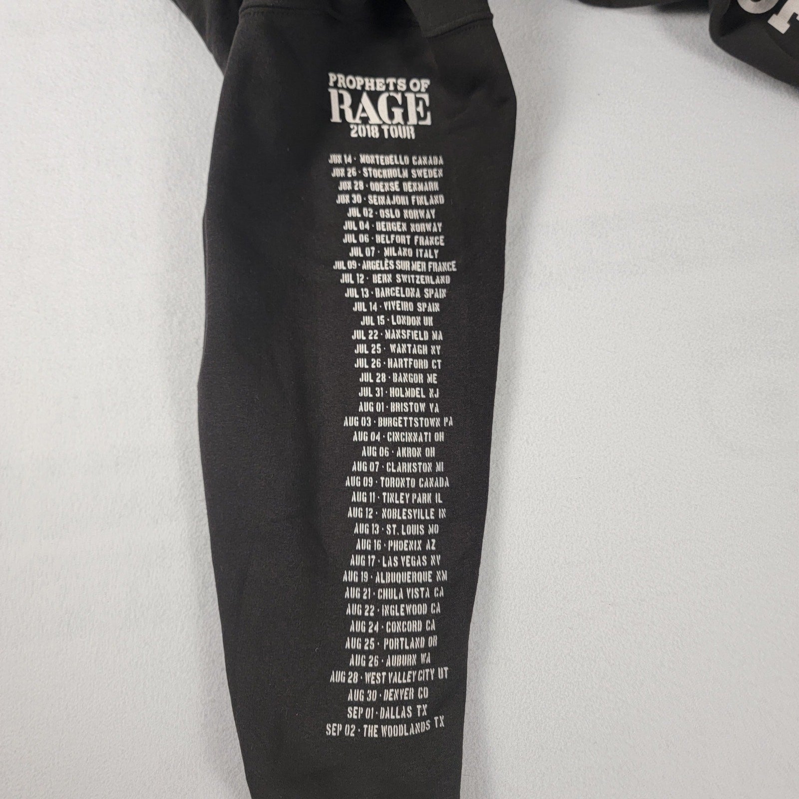 Prophets of Rage 2018 Tour Hoodie Black Mens Sz L