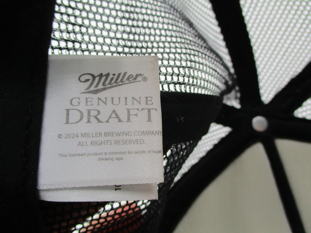 Miller Genuine Draft Black Trucker Hat Mesh Snapback Beer Logo Cap Adjustable9