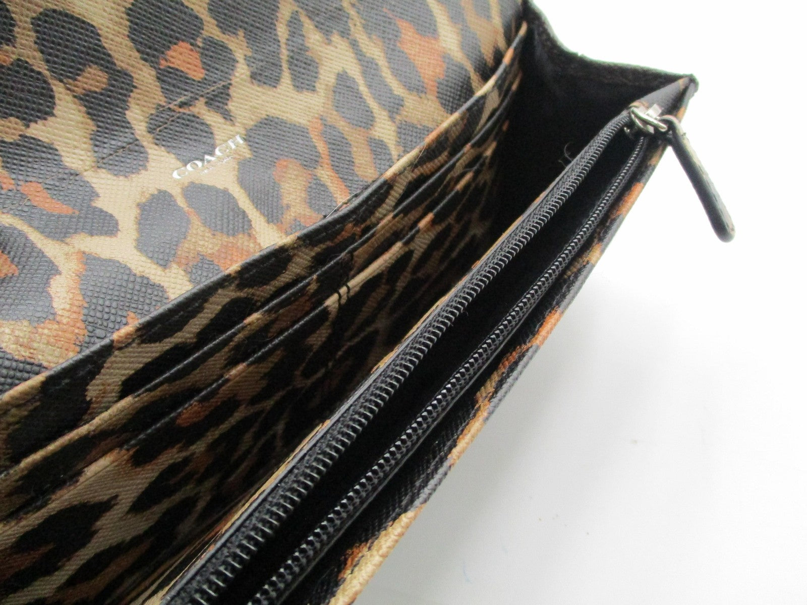 Coach Wallet Women's One Size Brown Signature C Leopard Print Zip Coated Canvas9