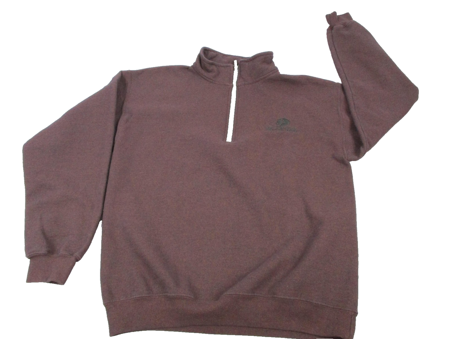 Mossy Oak Sweatshirt Mens Medium Brown 1/4 Zip Pullover Logo Fleece Hunting 12220
