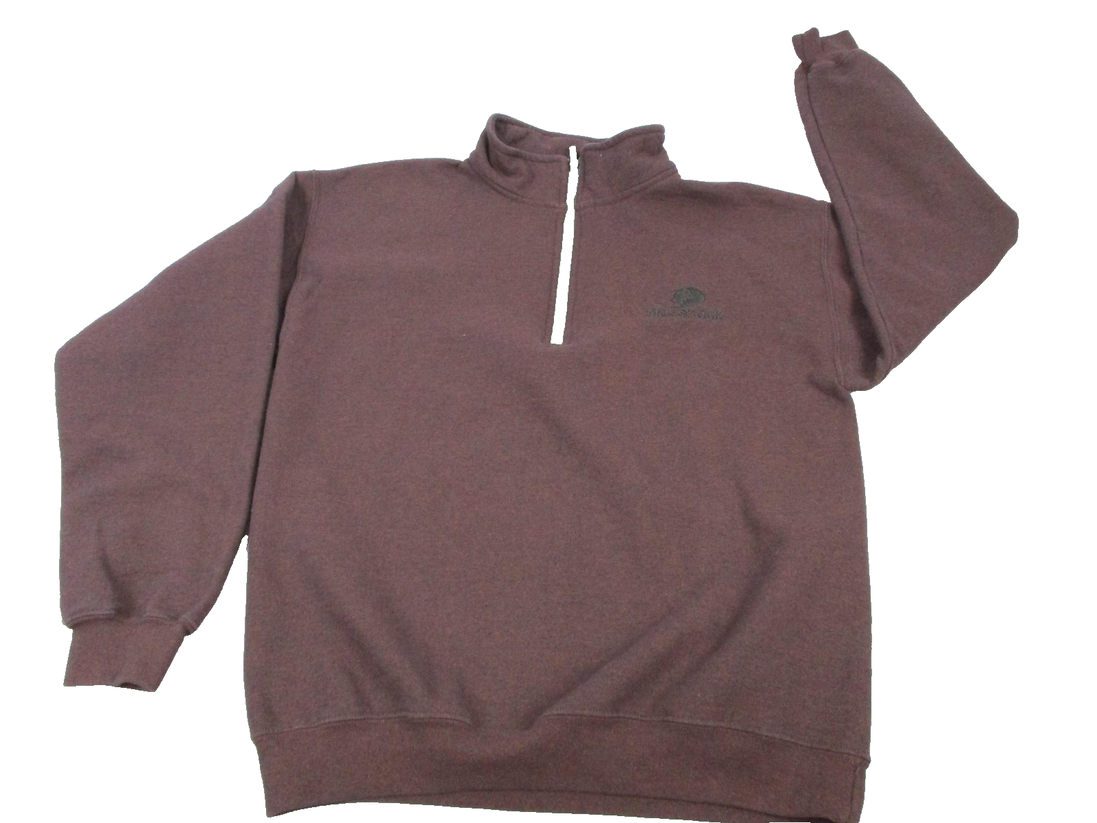 Mossy Oak Sweatshirt Mens Medium Brown 1/4 Zip Pullover Logo Fleece Hunting 12220