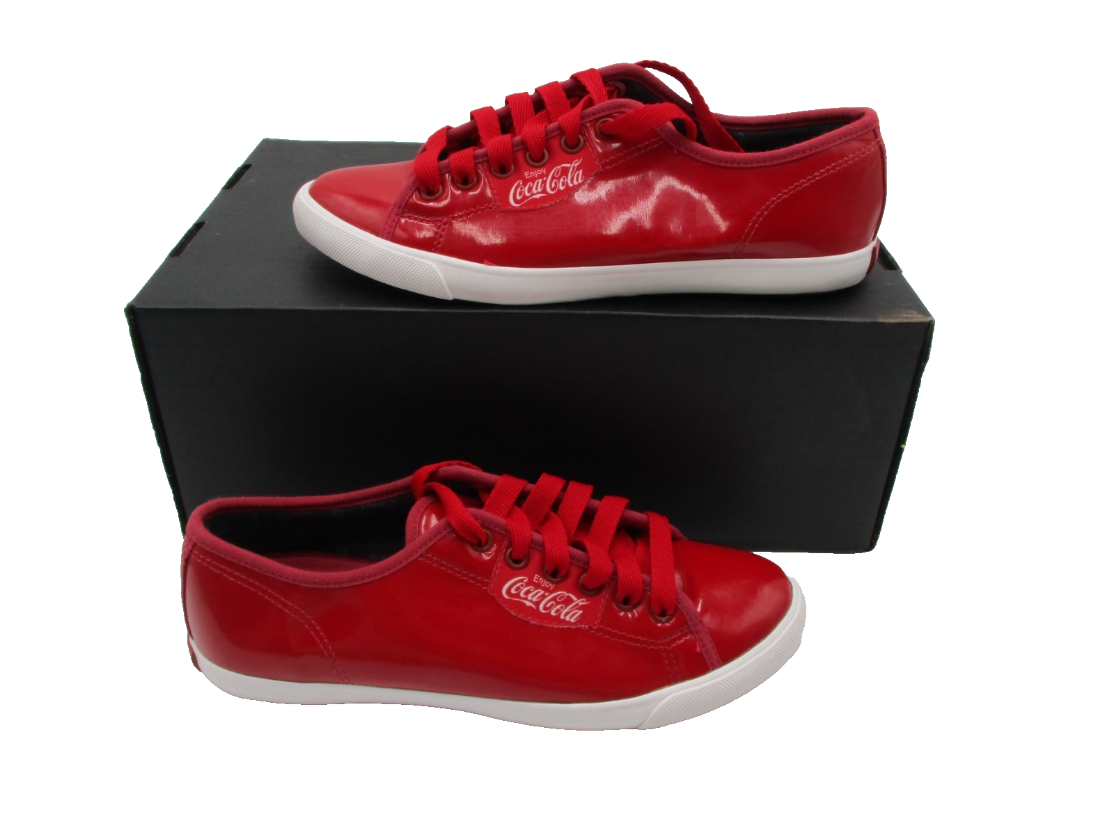 RARE CocaCola Brazil Womens US 5 Red Low Top Sneakers Patent Glossy (1G6)2
