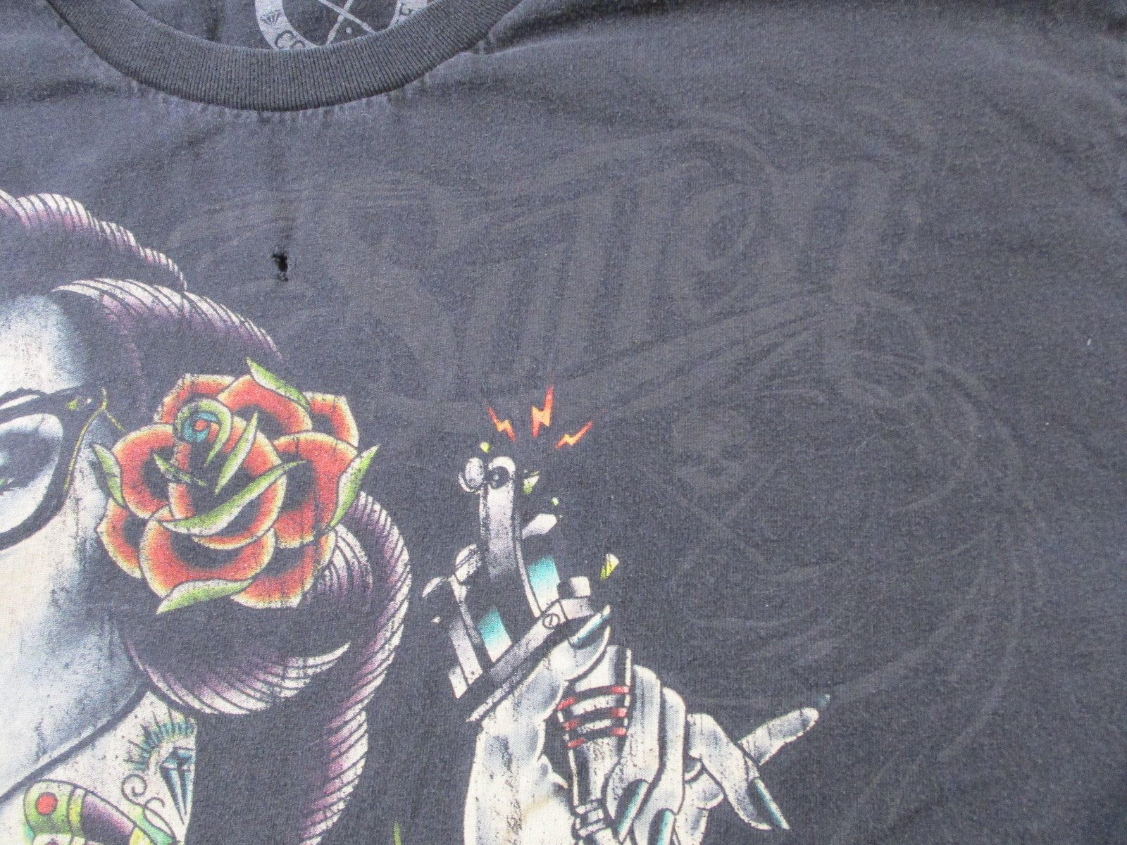 Sullen Art Collective Shirt Mens XL Black Tattoo PinUp Holly Skull Graphic 156210