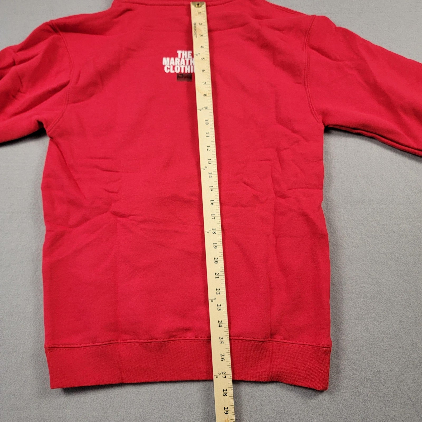 The Marathon Clothing Hoodie Mens Small Red Pullover Kangaroo Pocket TMC Logo8