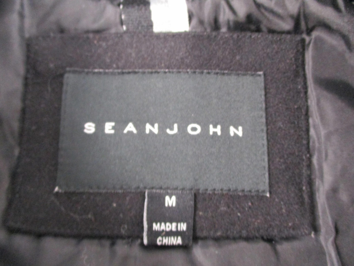 Sean John Jacket Mens Medium Black Wool Varsity Faux Leather Sleeves SJ Patch2