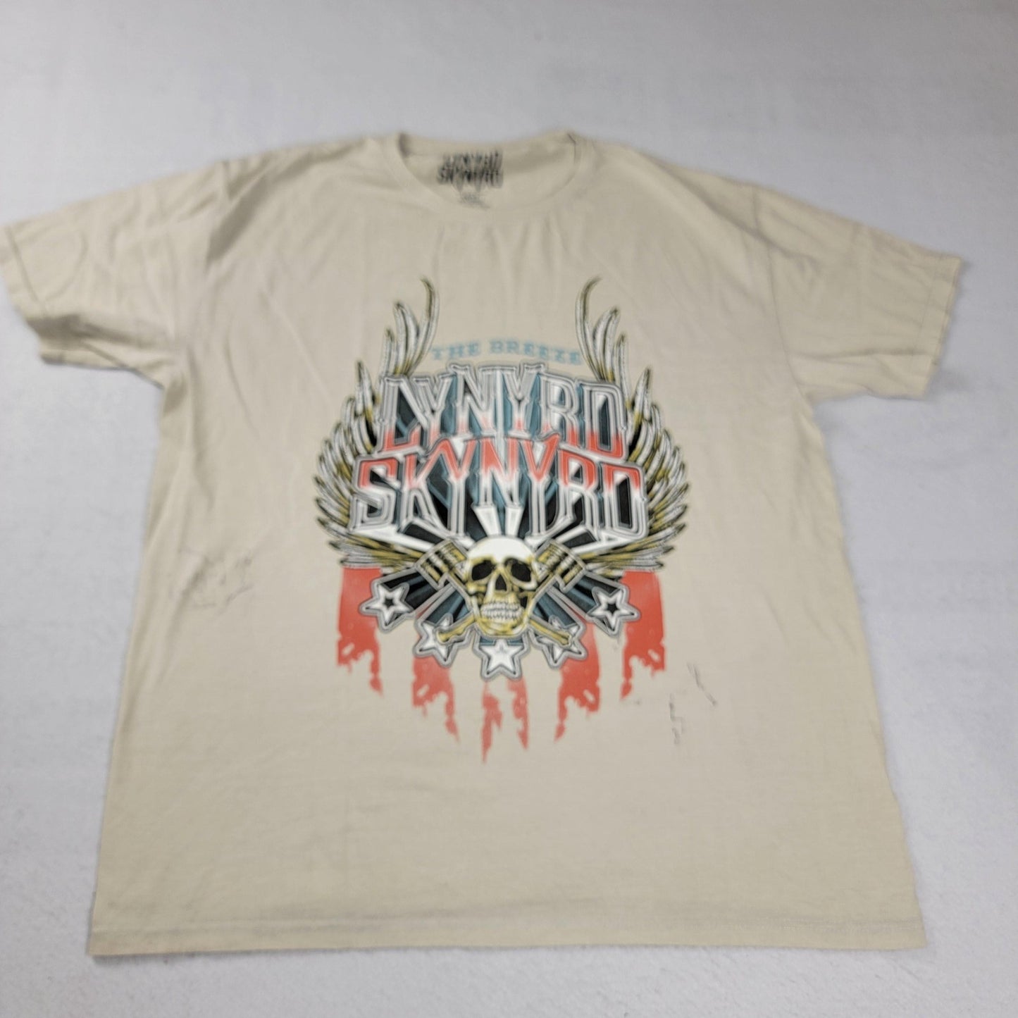 2 Pk Bundle Def Leppard Tie Dye & Lynyrd Skynyrd Beige Mens XL Graphic Rock 11154