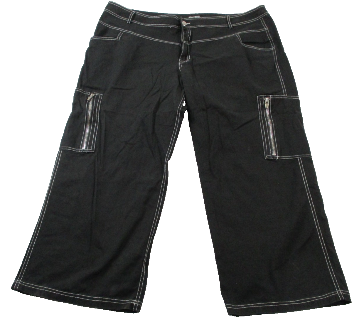 Poster Grl Pants Womens 3X Black Capri Wide Leg Cargo Zip Pockets Twill 14300
