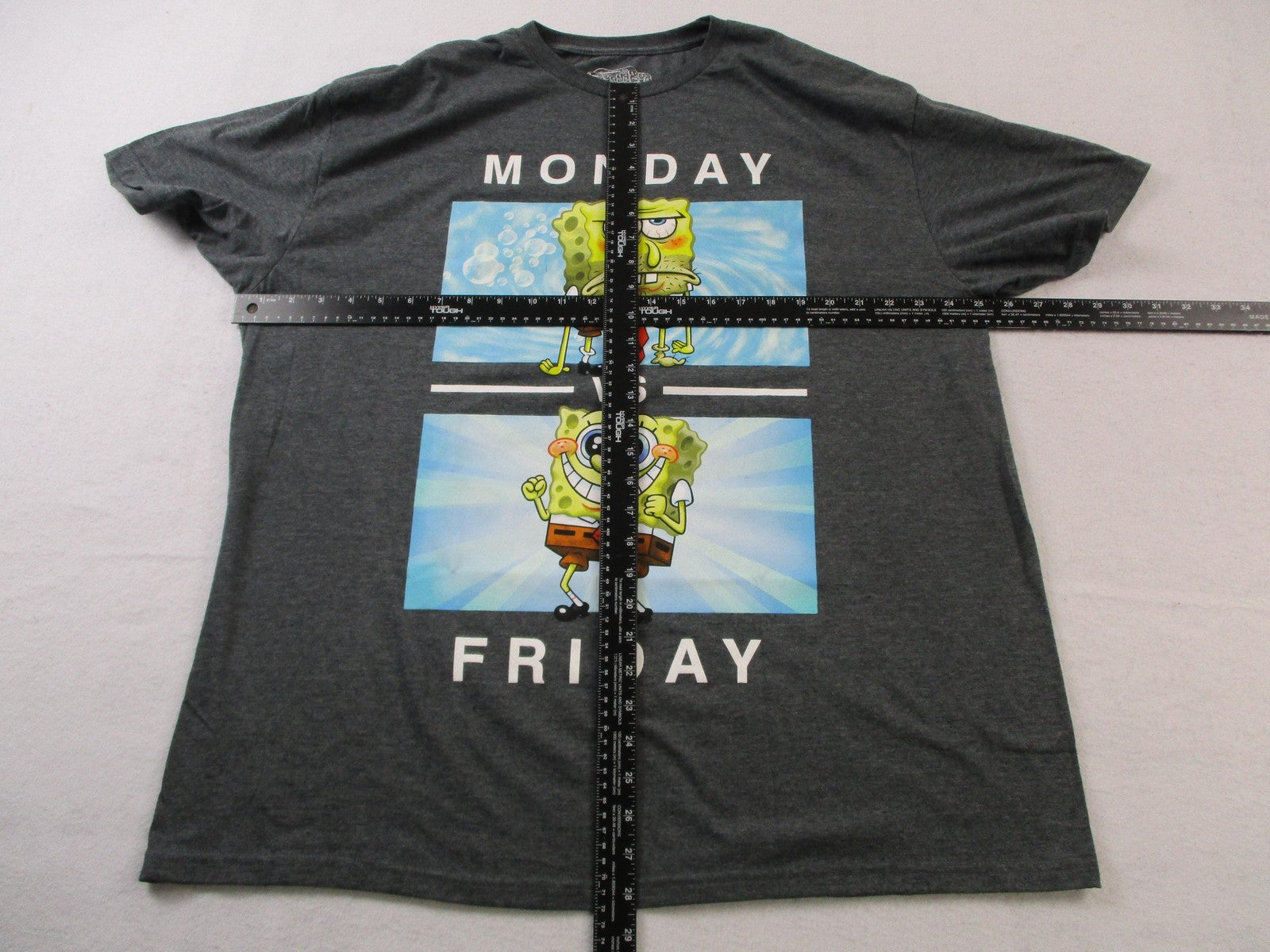 SpongeBob SquarePants Shirt Mens 2XL Gray Monday VS Friday Hybrid Apparel Funny6