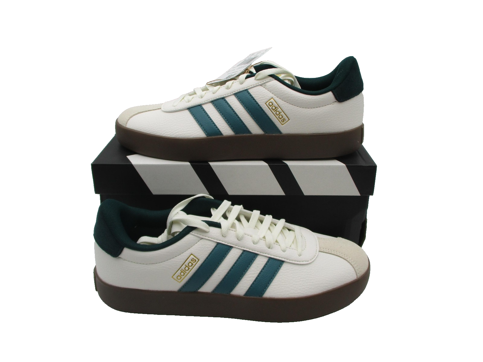Adidas VL Court 3.0 Shoes Mens Size 9 White Green Teal Gum Sole Casual JR86351