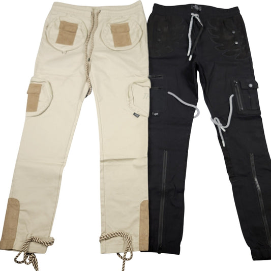 The Hideout Clothing Pants Set Medium Black Cream Cargo Joggers NWT