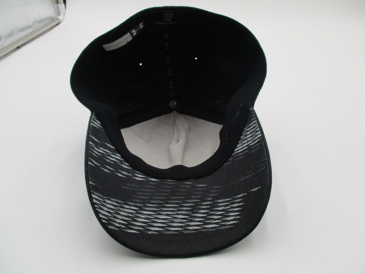 Under Armour Hat Cap Baseball Fitted Boys Medium Black UA Logo Stretch9