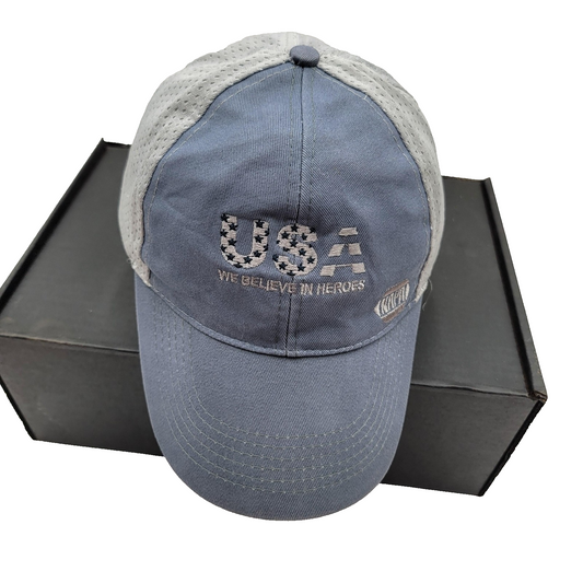 NAPA USA Hat Cap Strap Back Blue Gray Mesh Embroidered Trucker Patriotic Mens0