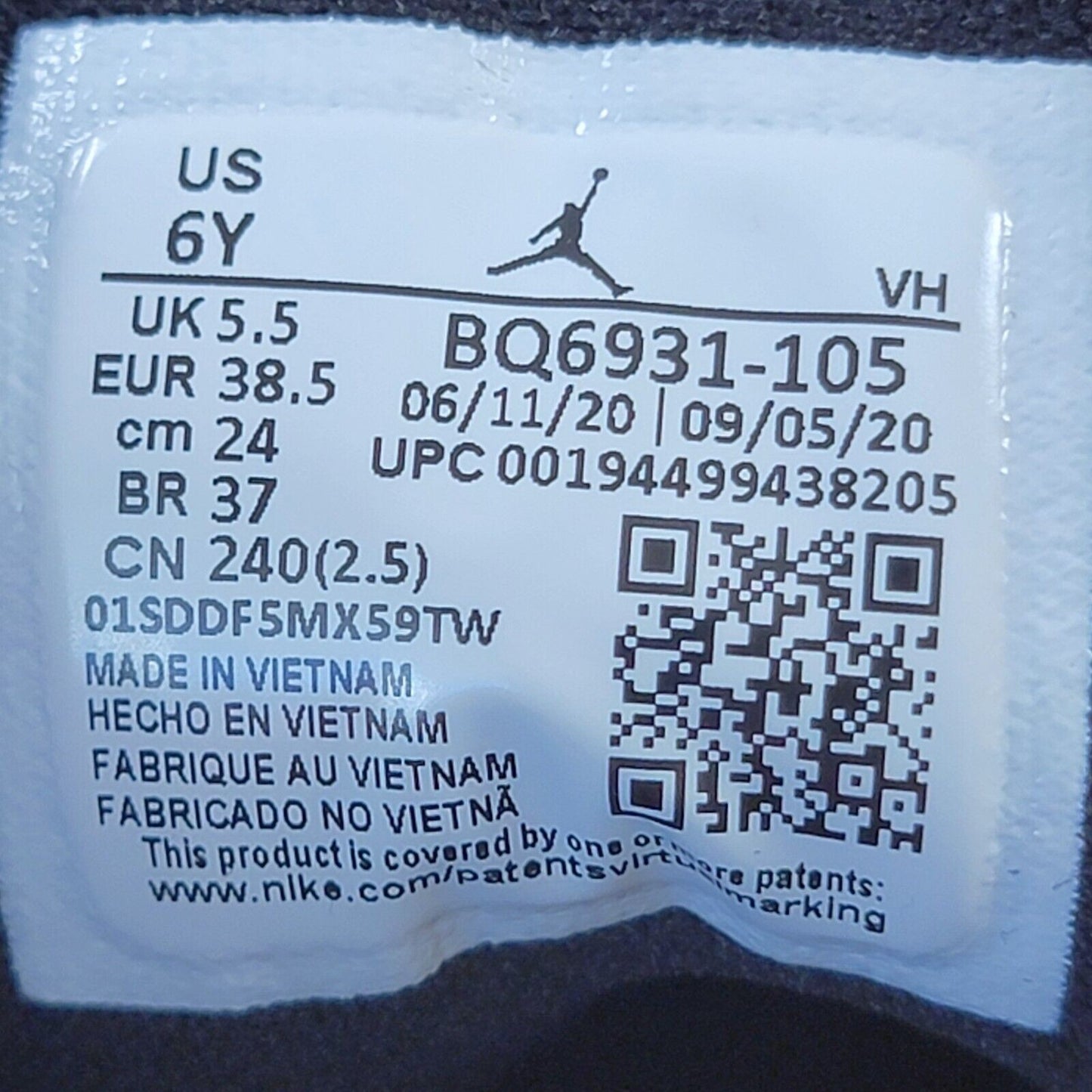 Air Jordan 1 Mid SE GS 'Varsity Purple' Sz 6Y BQ693110510