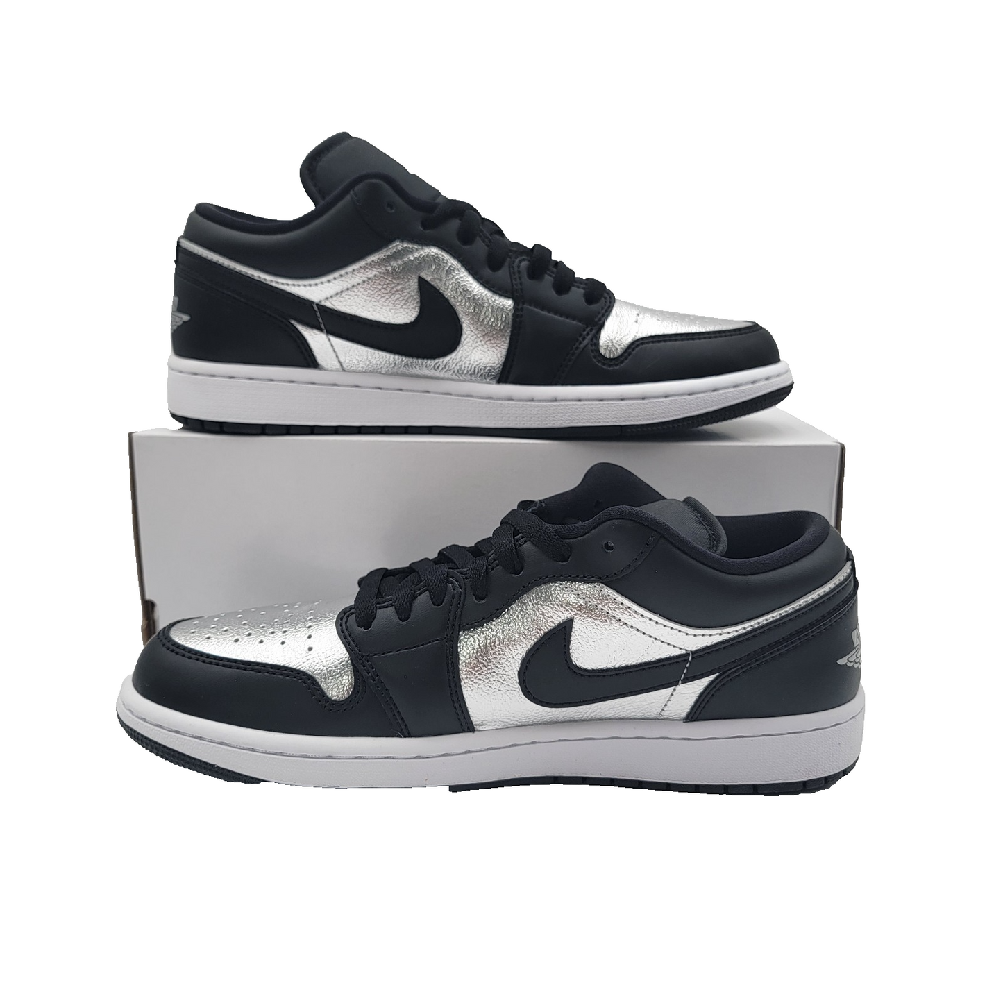 Wmns Air Jordan 1 Low SE Silver Toe DA5551-001 10.5W Blk/Silver/Wht NIB No Lid1