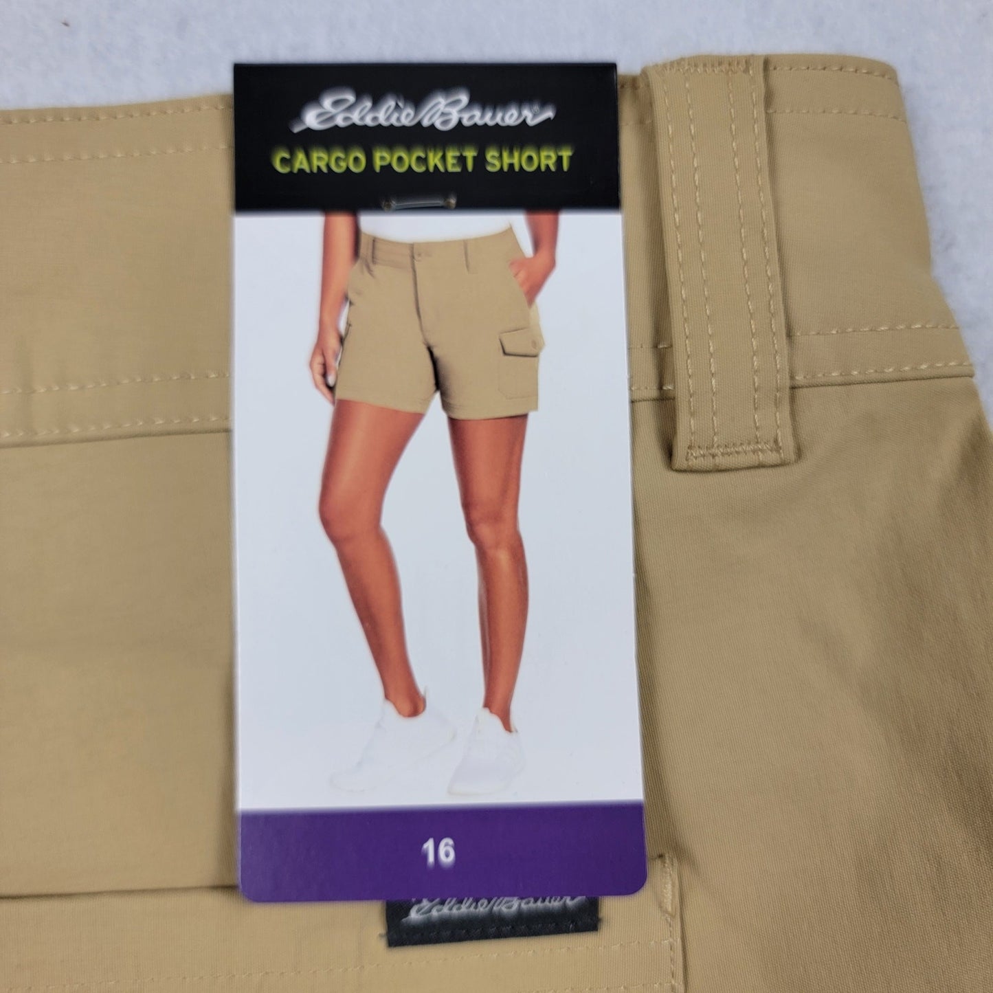 Eddie Bauer Women's Cargo Pocket Shorts Khaki Stretch Hiking