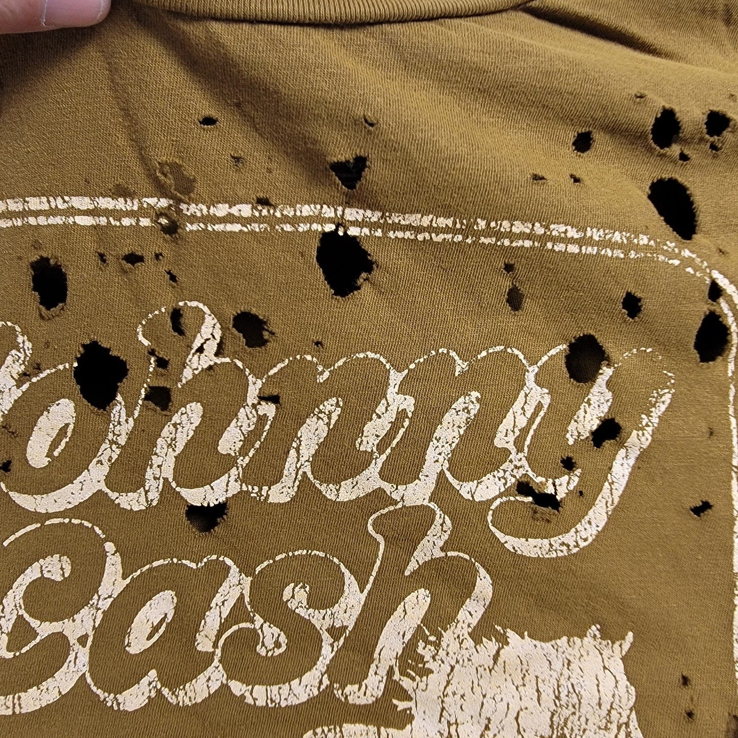 Buckle x Johnny Cash Distressed Mens Tshirt Brown Sz M8