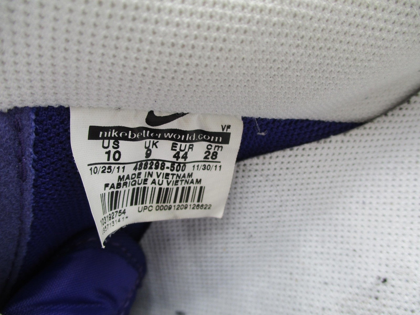 Nike Air Force 1 Shoes Mens Size 10 Purple White Low Court Purple Sneakers 1K57