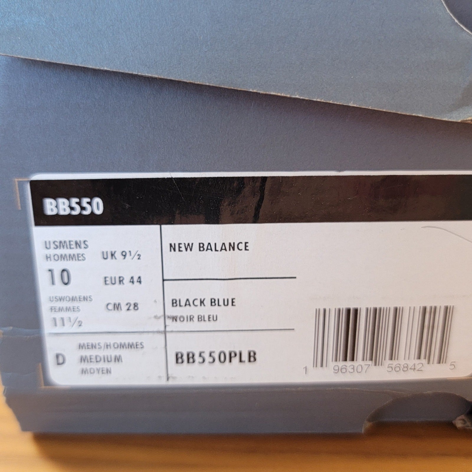 New Balance 550 'Black Blue Groove' Mens Sz 10 BB550PLB11