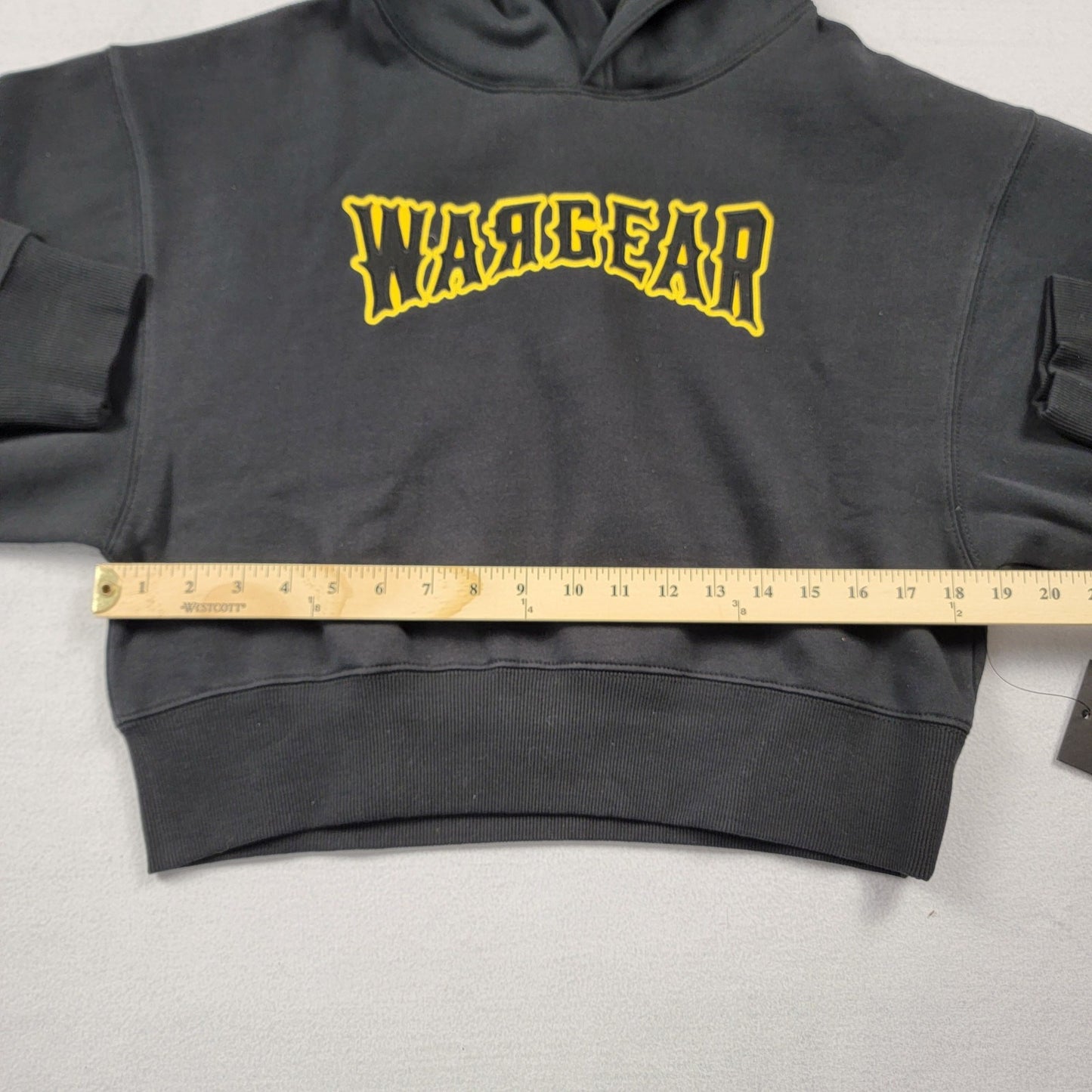 RawGear War Gear Cropped Hoodie Large Charcoal Yellow Logo NWT