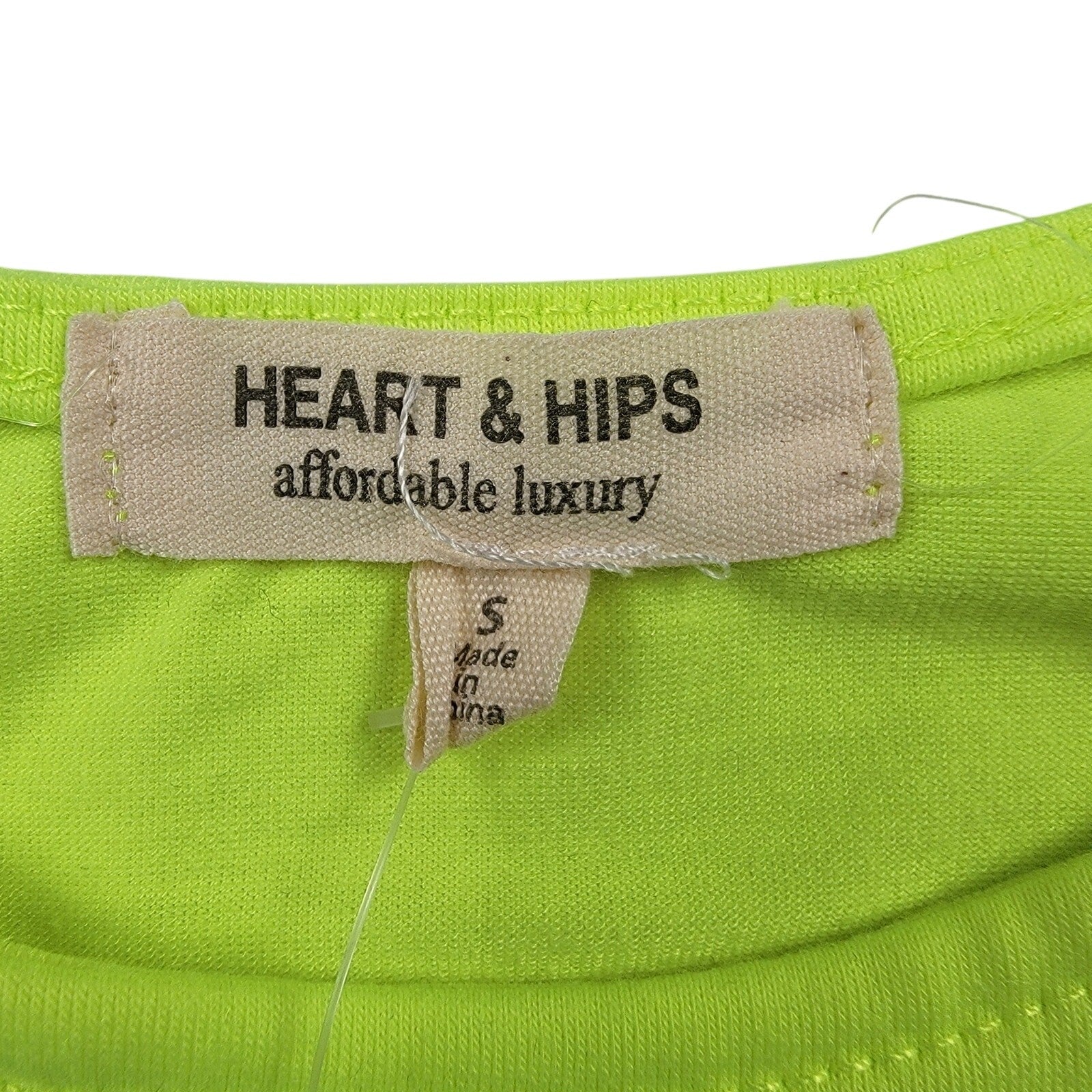 Heart & Hips Womens Small Neon Green Crop Tank Top Enzyme Washed New2