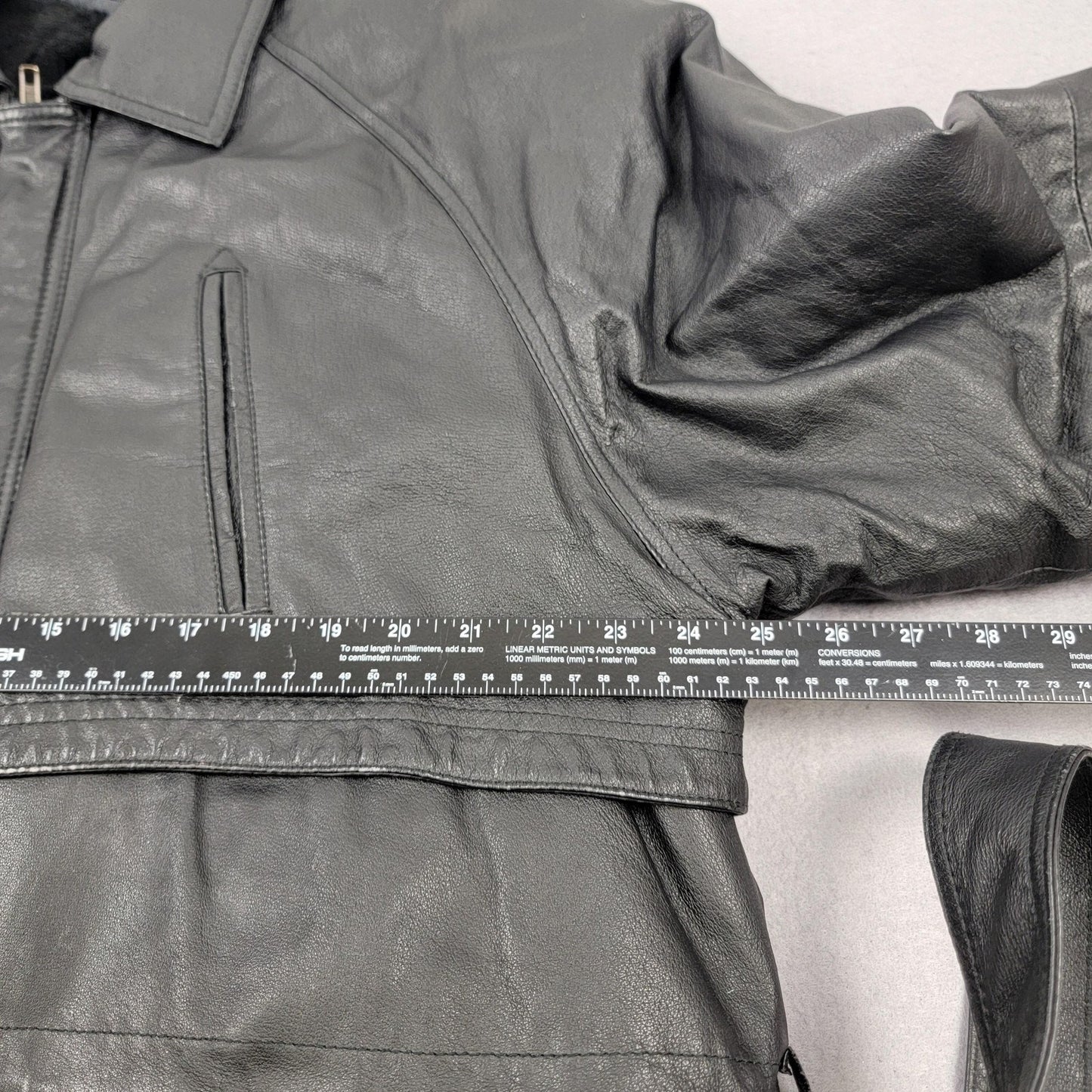 Wilda Leather Trench Coat Mens 2XL Black Belted Storm Flap Duster Jacket10